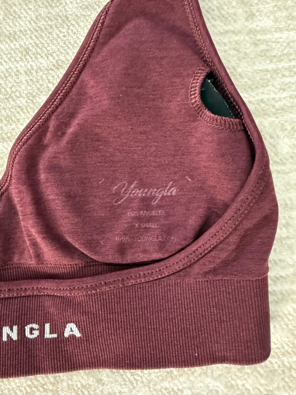 YoungLA Core Seamless Halter Bra — Burgundy Silk - Picture 4 of 5